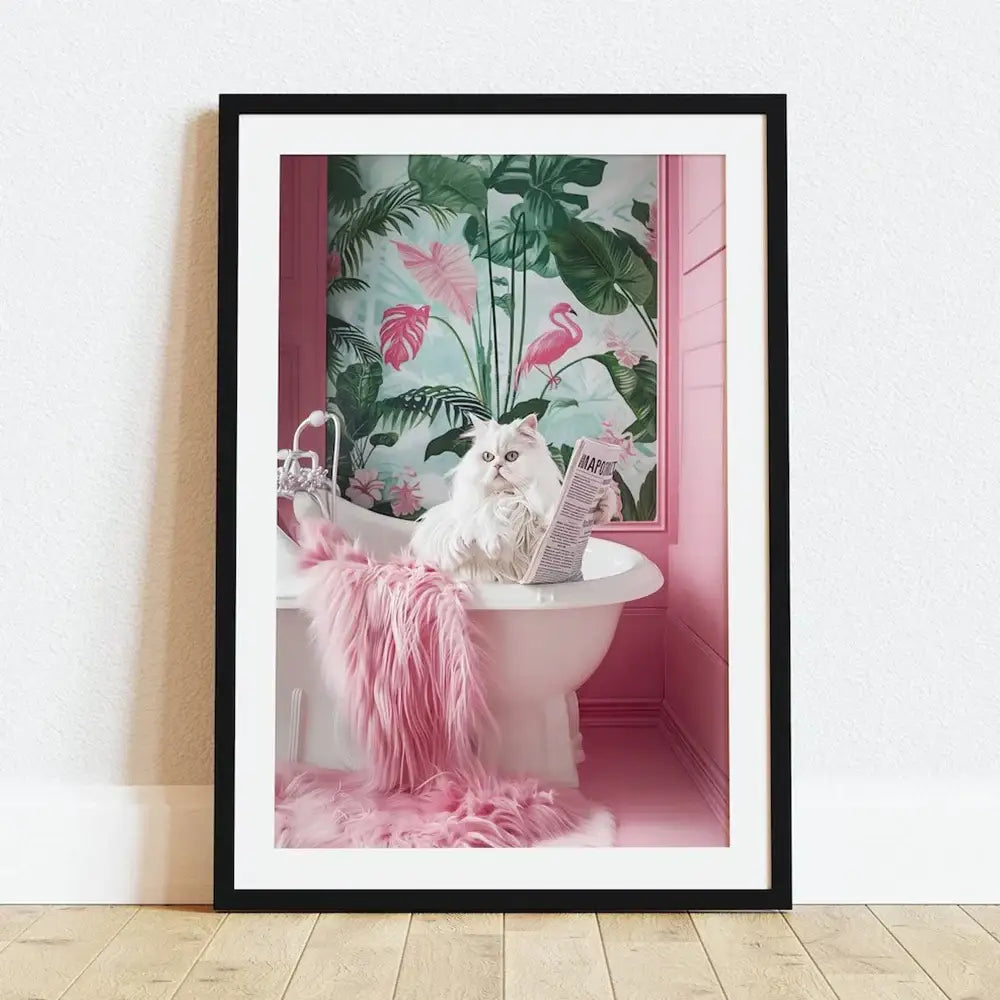 Whimsical Cat Bathroom Wall Art Print