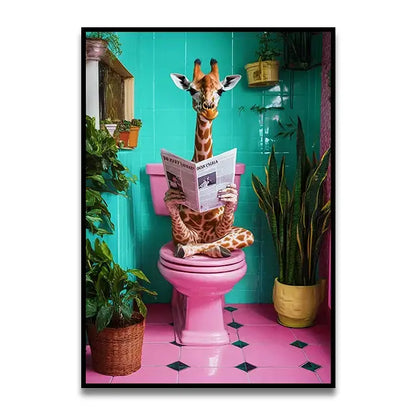 Whimsical Cat Bathroom Wall Art Print
