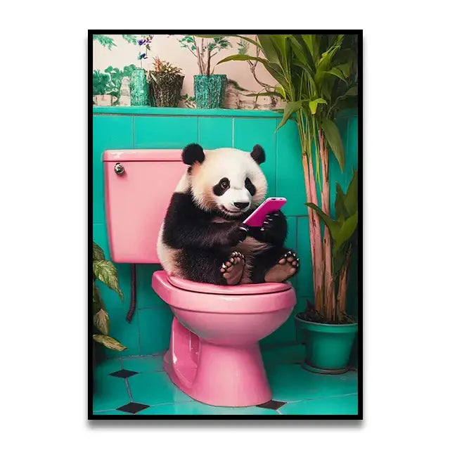 Whimsical Cat Bathroom Wall Art Print