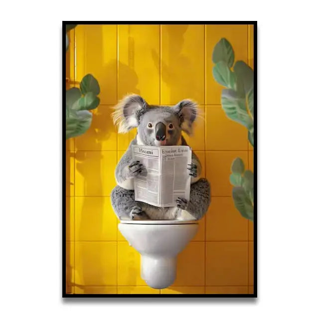 Whimsical Cat Bathroom Wall Art Print