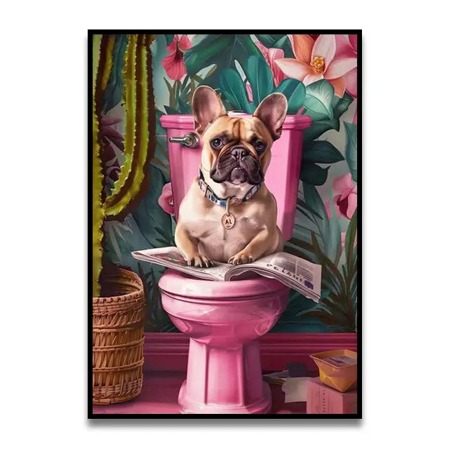 Whimsical Cat Bathroom Wall Art Print