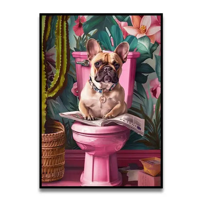 Whimsical Cat Bathroom Wall Art Print