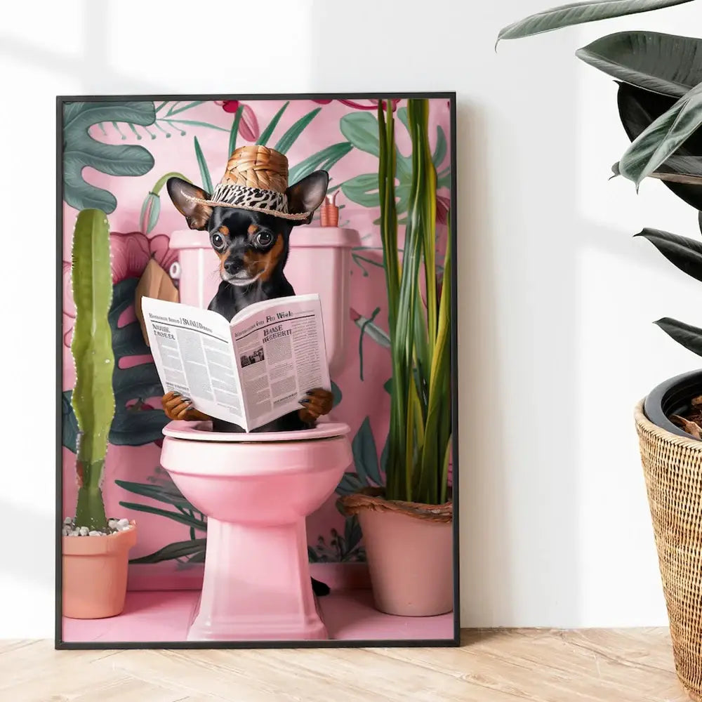Whimsical Cat Bathroom Wall Art Print