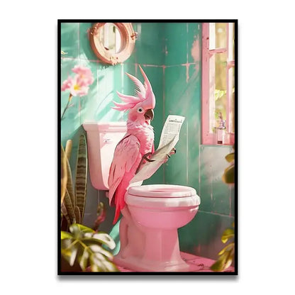 Whimsical Cat Bathroom Wall Art Print