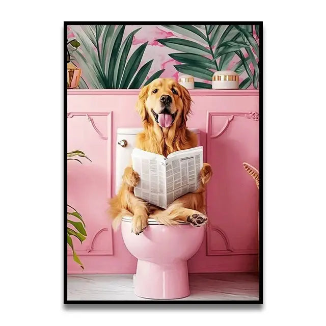Whimsical Cat Bathroom Wall Art Print