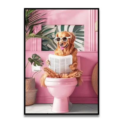 Whimsical Cat Bathroom Wall Art Print