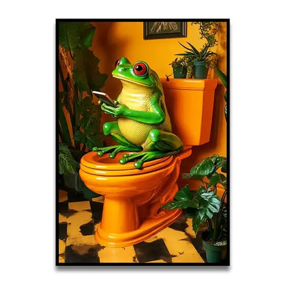 Whimsical Cat Bathroom Wall Art Print