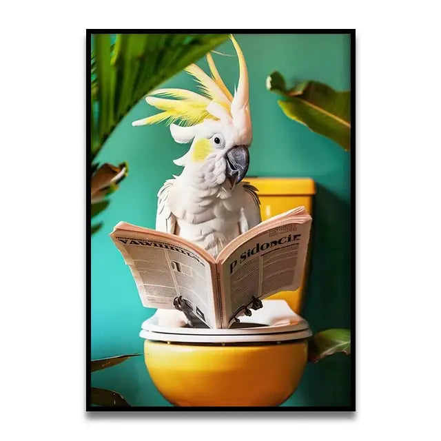 Whimsical Cat Bathroom Wall Art Print