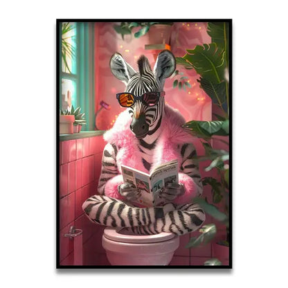 Whimsical Cat Bathroom Wall Art Print