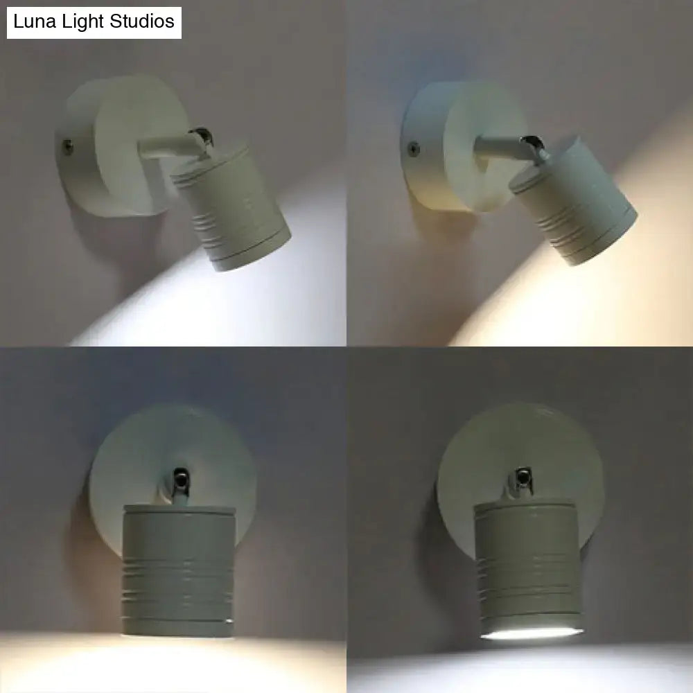 White Cylinder LED Wall Sconce Lamp for Bedside - Simple Style Metal Light Fixture in Warm/White Light
