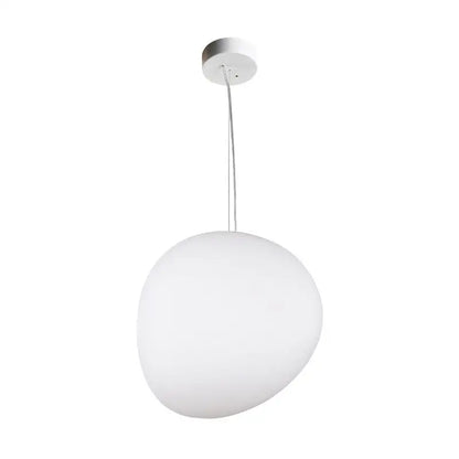 White Glass Oval Ceiling Pendant Light - 6"/9"/12.5" Wide - Simple Style - 1 Light Hanging Lamp Kit