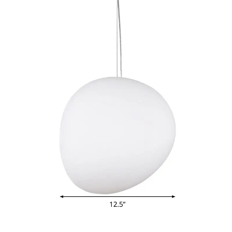 White Glass Oval Ceiling Pendant Light - 6"/9"/12.5" Wide - Simple Style - 1 Light Hanging Lamp Kit