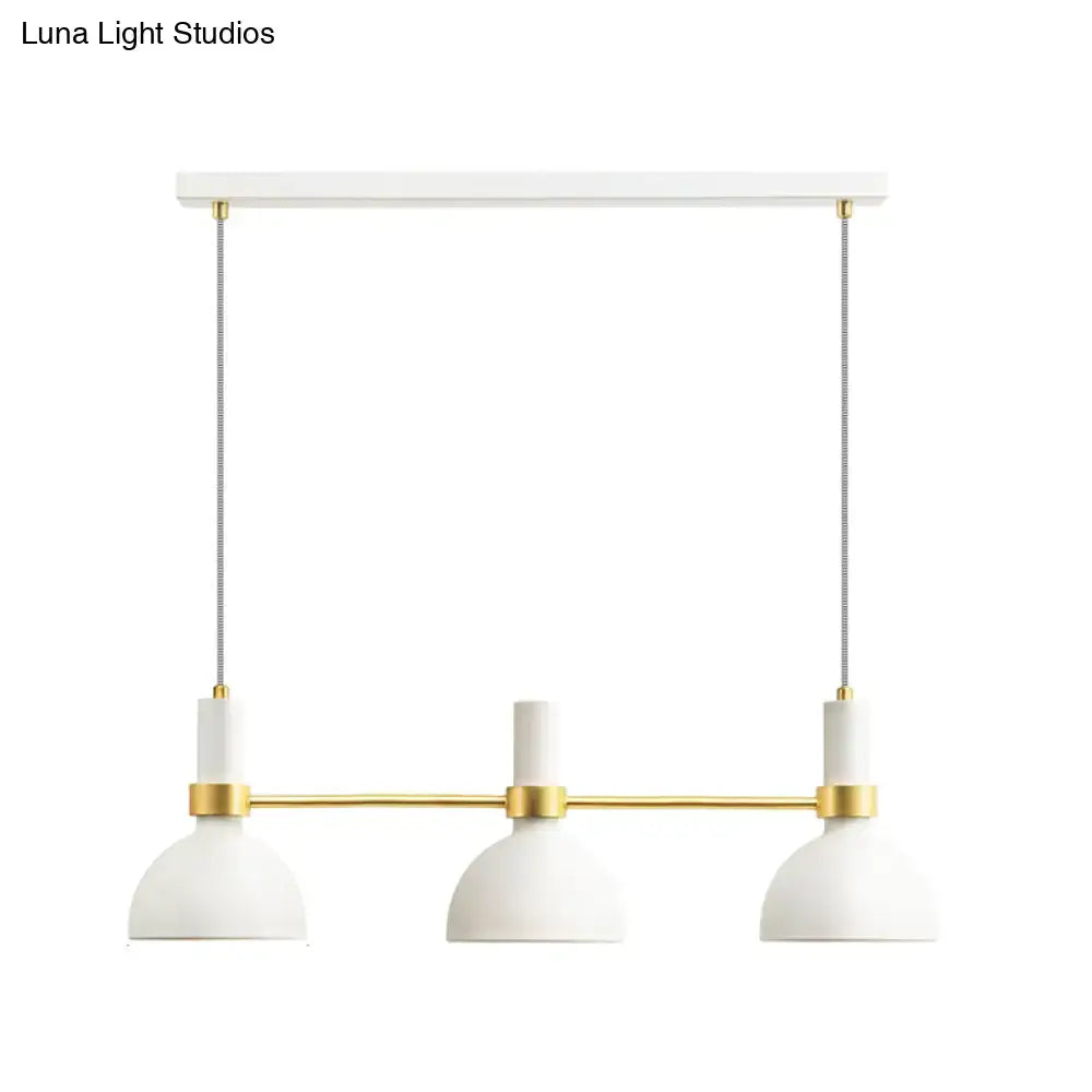 White Metal Island Pendant Light with Modern 3 Downlights