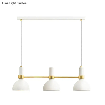 White Metal Island Pendant Light with Modern 3 Downlights
