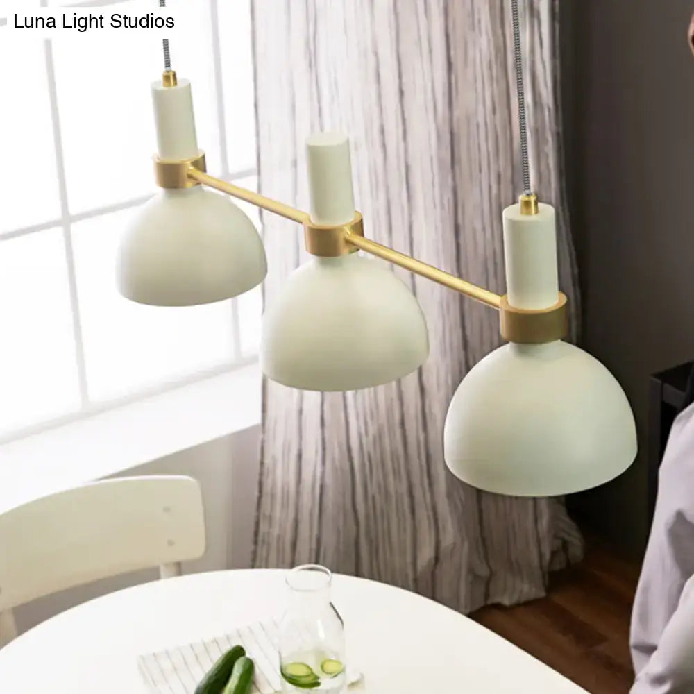 White Metal Island Pendant Light with Modern 3 Downlights