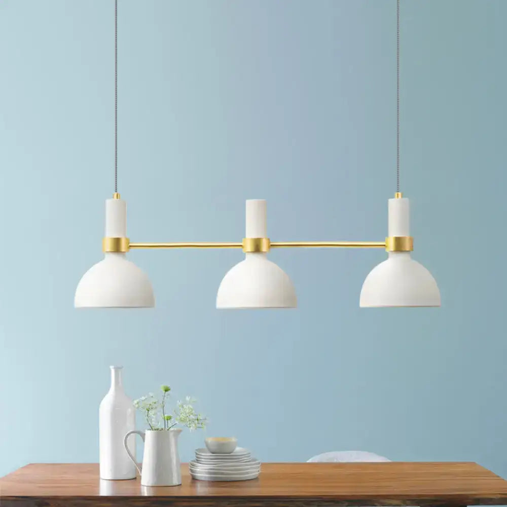 White Metal Island Pendant Light with Modern 3 Downlights