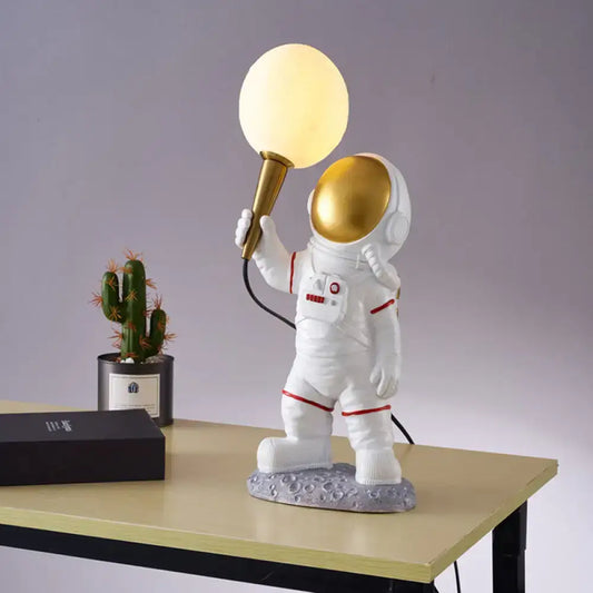 White Resin Spaceman Table Lamp - Creative Cartoon 1 Head Nightstand Light for Child's Room - Tampa Home & Garden Store