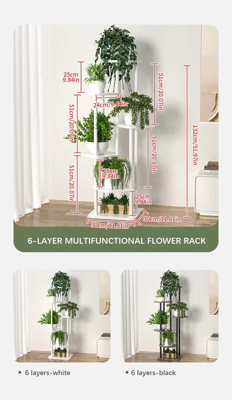 Wooden Flower Plant Stand Shelf - 4/5/6 Tier
