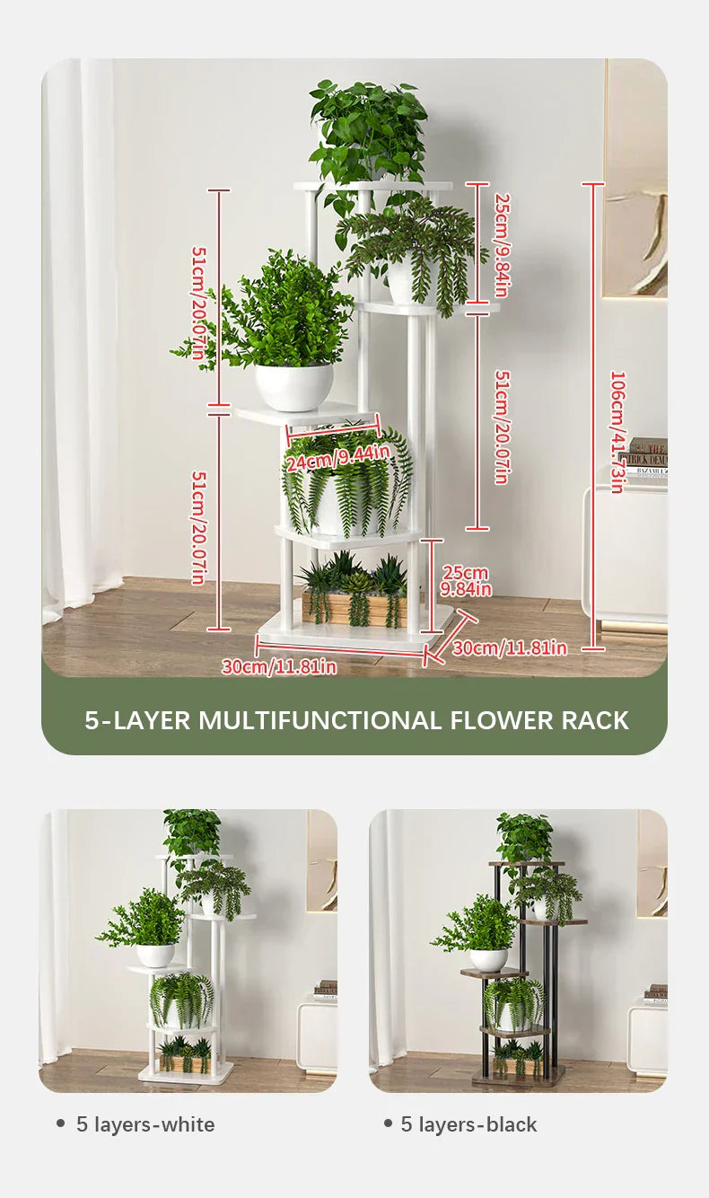 Wooden Flower Plant Stand Shelf - 4/5/6 Tier