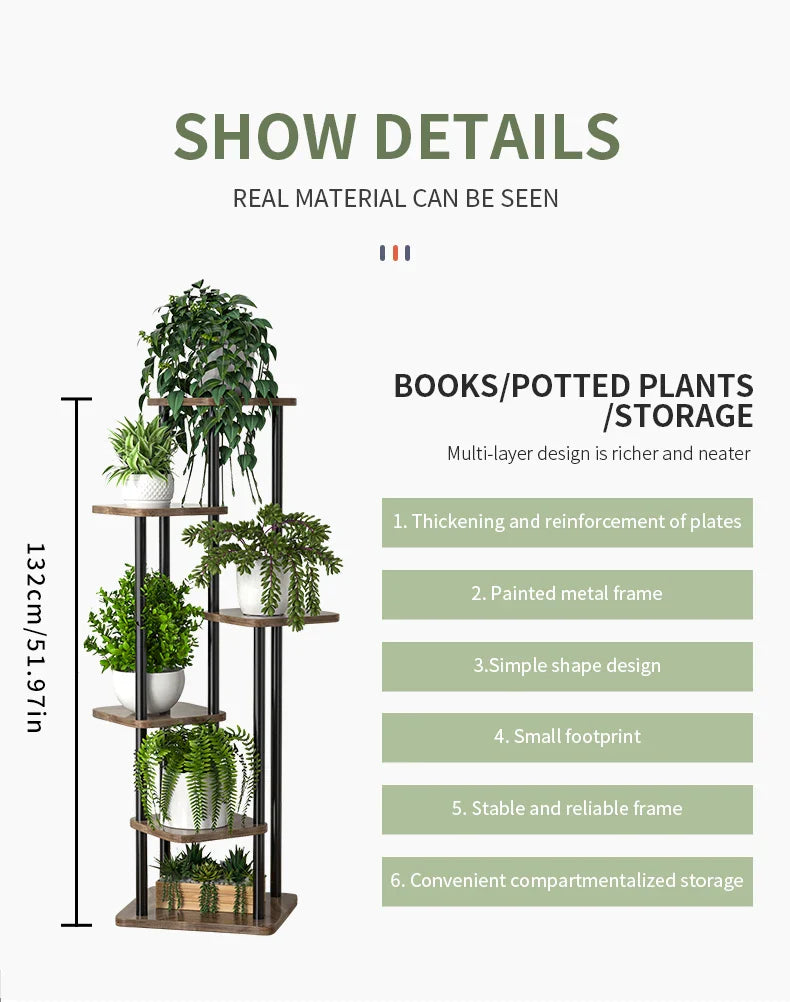 Wooden Flower Plant Stand Shelf - 4/5/6 Tier