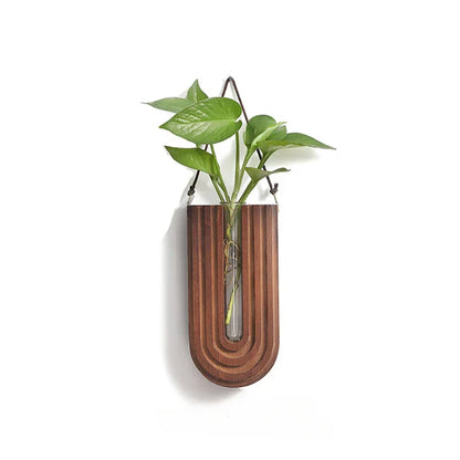Wooden Flower Vase Wall Mount Holder