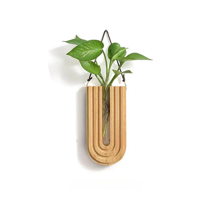 Wooden Flower Vase Wall Mount Holder