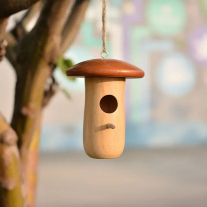 Wooden Hanging Hummingbird House Feeder