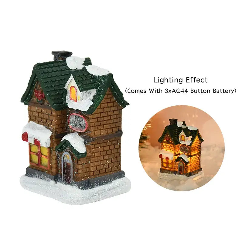 Decoraciones navideñas de madera con luces LED en forma de casa