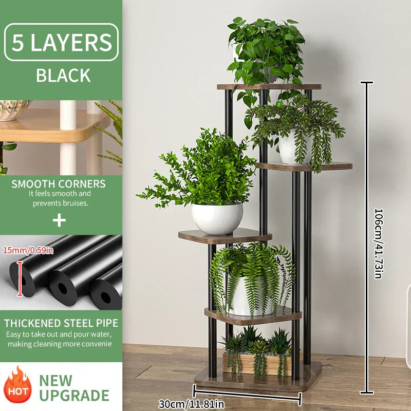 Wooden Plant Stand Shelf Tiered Flower Pot Display
