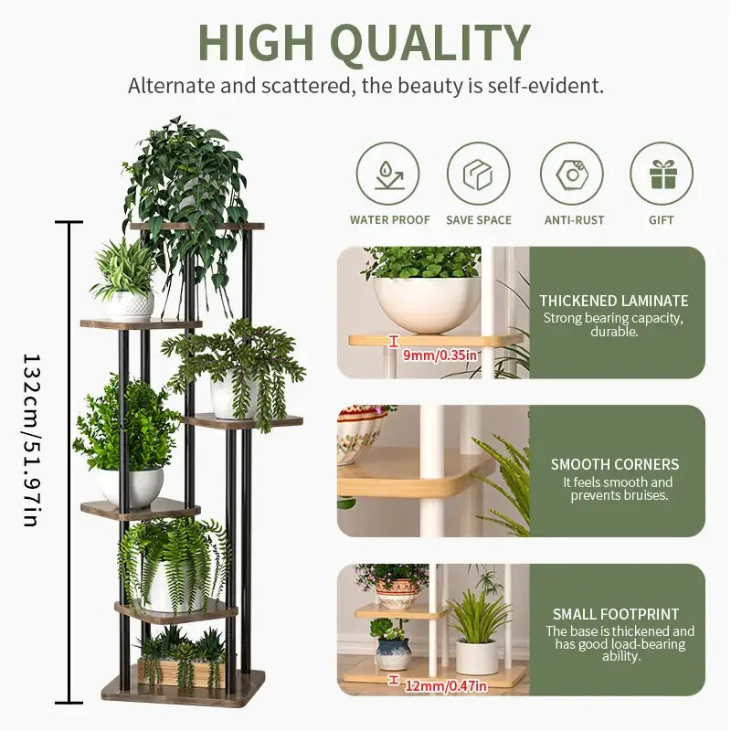 Wooden Plant Stand Shelf Tiered Flower Pot Display