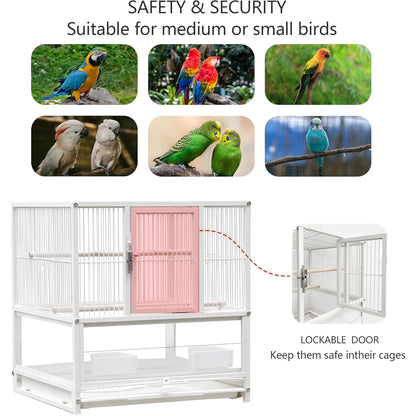 Wrought Iron Bird Cage for Conures, Lovebirds - 30 Inch