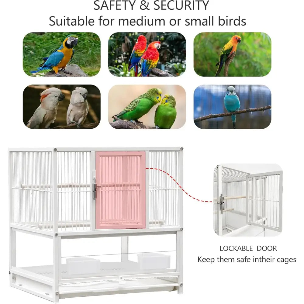Wrought Iron Bird Cage for Conures, Lovebirds - 30 Inch