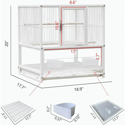 Wrought Iron Bird Cage for Conures, Lovebirds - 30 Inch