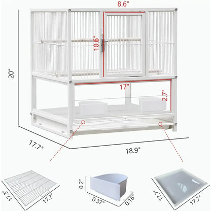 Wrought Iron Bird Cage for Conures, Lovebirds - 30 Inch
