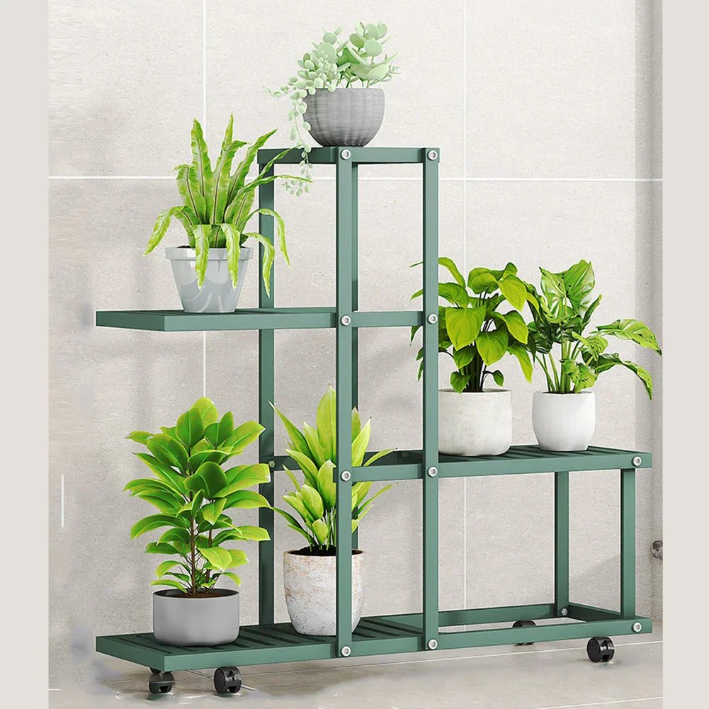 Wrought Iron Plant Stand with Wheels