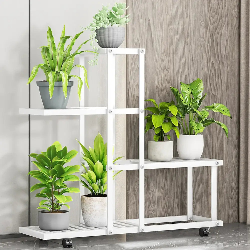 Wrought Iron Plant Stand with Wheels