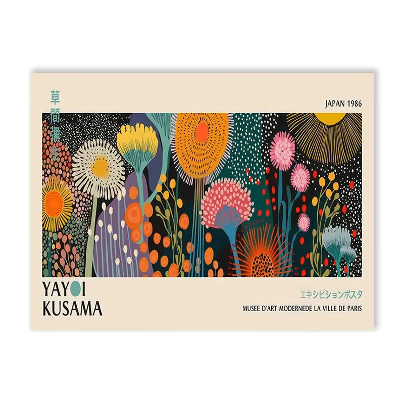Póster de Arte Floral de Yayoi Kusama - Lienzo Grande