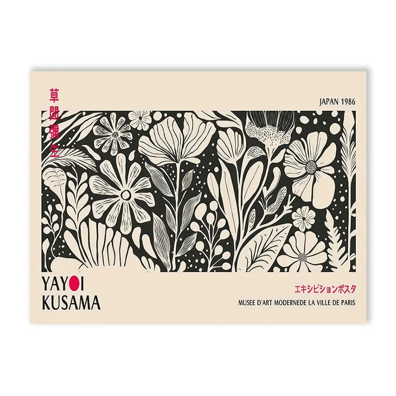 Póster de Arte Floral de Yayoi Kusama - Lienzo Grande