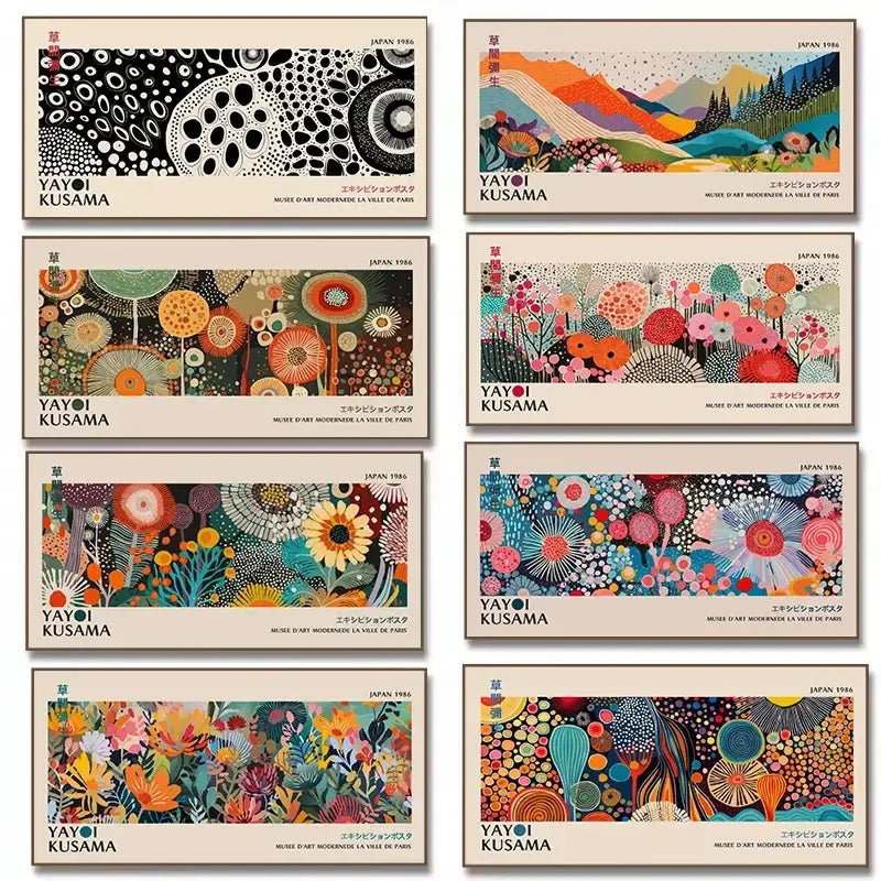 Póster de Arte Floral de Yayoi Kusama - Lienzo Grande