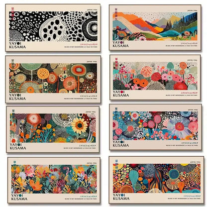 Póster de Arte Floral de Yayoi Kusama - Lienzo Grande