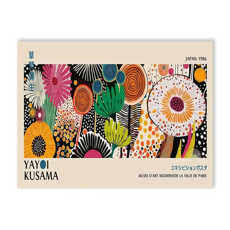 Póster de Arte Floral de Yayoi Kusama - Lienzo Grande