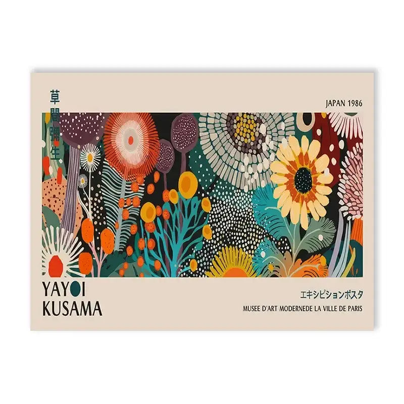 Póster de Arte Floral de Yayoi Kusama - Lienzo Grande