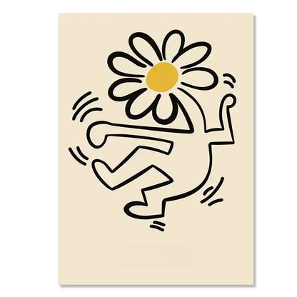 Arte en lienzo floral naranja inspirado en Yayoi Kusama