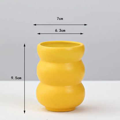 Yellow Porcelain Flower Vase for Home Decor