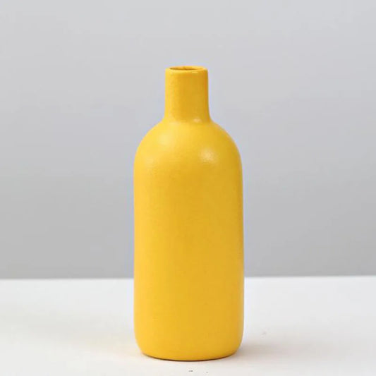 Yellow Porcelain Flower Vase for Home Decor