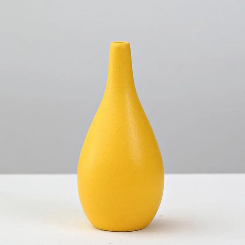 Yellow Porcelain Flower Vase for Home Decor