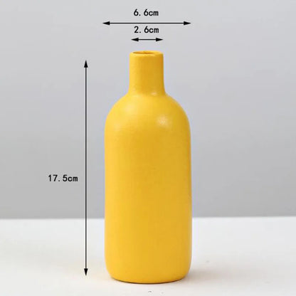 Yellow Porcelain Flower Vase for Home Decor