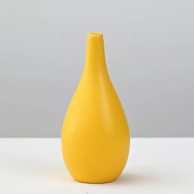 Yellow Porcelain Flower Vase for Home Decor