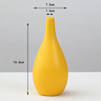 Yellow Porcelain Flower Vase for Home Decor