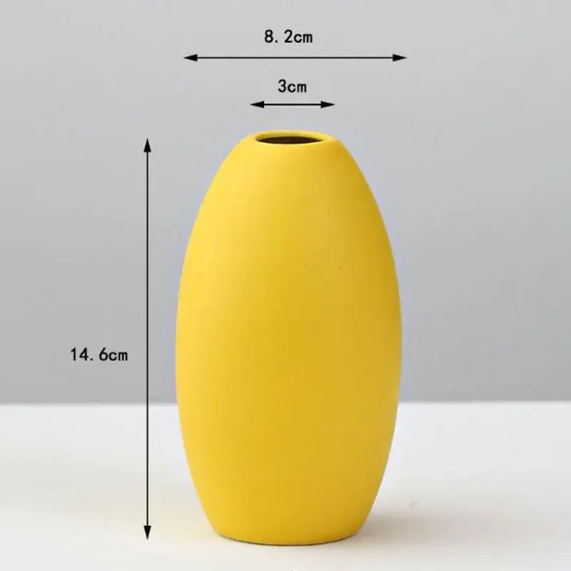 Yellow Porcelain Flower Vase for Home Decor